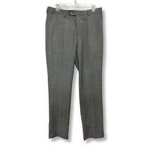 ZNT18 Dress Pants Straight Leg Flat Front Side Pockets Plaid Gray Men's 35 NWT